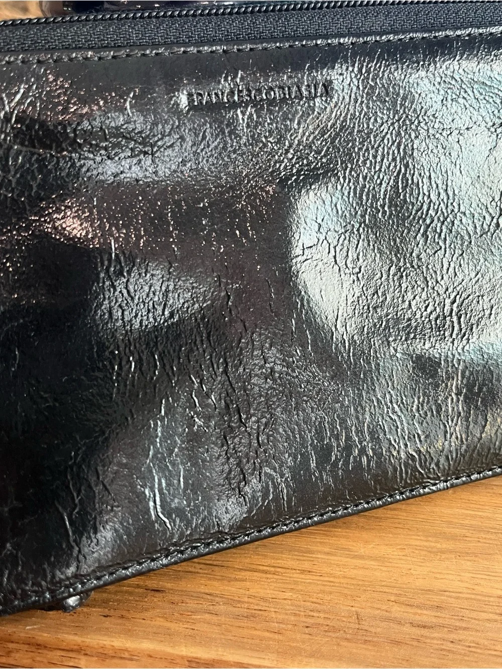 Francesco Biasia Leather Wristlet Clutch - Black